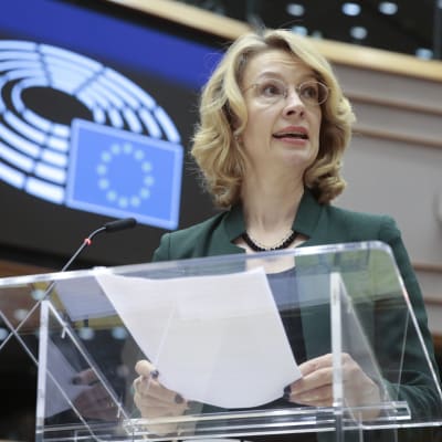 Tytti Tuppurainen talar till EU-parlamentet. 