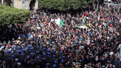 Demonstranter hindras från att ta sig vidare mot regeringskvarteren i Alger.