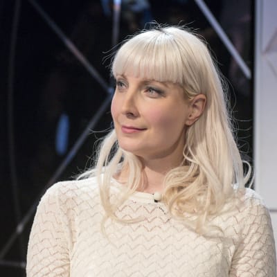 Laura Huhtasaari under den stora valdebatten  i TV1 25.1.2018. 