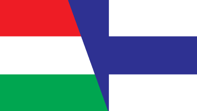 En kombination av Ungerns och Finlands flagga.