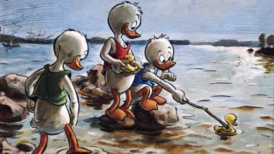 "Lekande knattar på stranden" visas på konstmuseet Ateneum i Helsingfors.