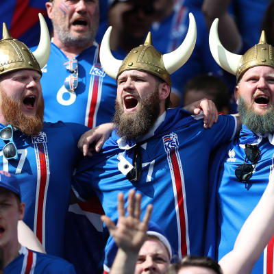 Bara glada islänningarna på läktaren i matchen mot Österrike.