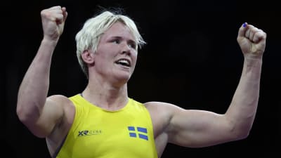 Jenny Fransson jublar i brottnings-EM 2018.