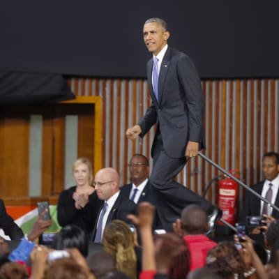 USA:s president Barack Obama höll bland annat ett tal på en idrottsarena i Nairobi.