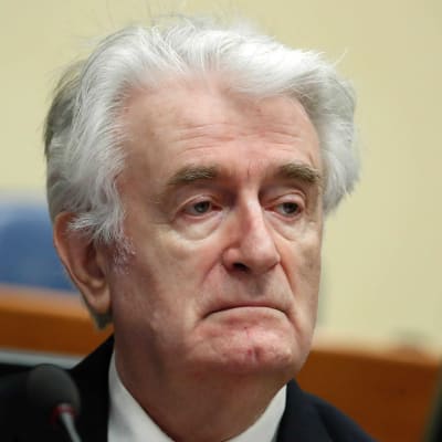 Radovan Karadžić inför kringsförbrytartribunalen i Haag i april 2016.