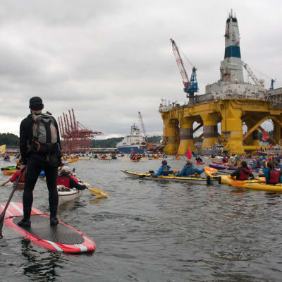 Demonstration i Seattle i maj 2015 mot Shells planer på oljeborrning i Arktis