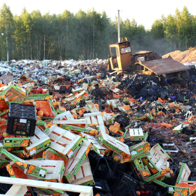 Ryska myndigheter förstör tonvis med mat utanför Smolensk.