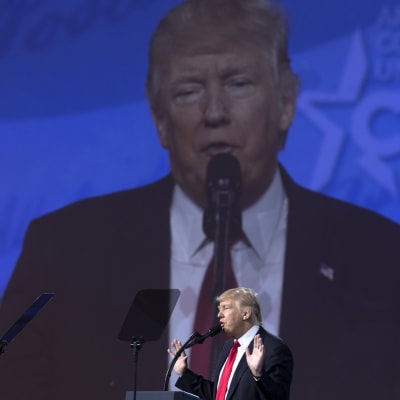 USA:s president Donald Trump talar på de konservativas årsmöte, CPAC