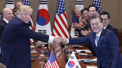 Donald Trump träffade Moon Jae-In senaste under sitt besök Sydkorea i november. Även då var Nordkorea det främsta samtalsämnet