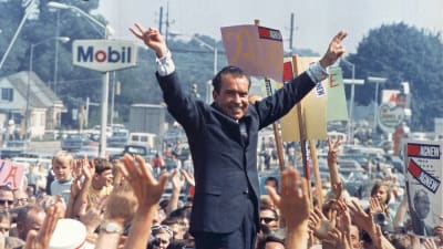 Richard Nixon i Paoli nära Philadelphia under presidentvalskampanjen 1968.