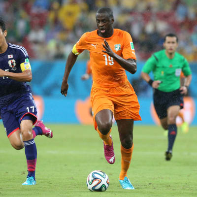 Yaya Toure i matchen mot Japan i fotbolls-VM 2014.