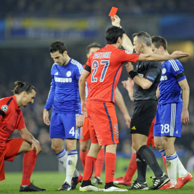 Zlatan Ibrahimovic utvisades i matchen mot Chelsea.