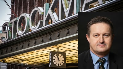 Stockmans huvudingång och Lauri Veijalainen.