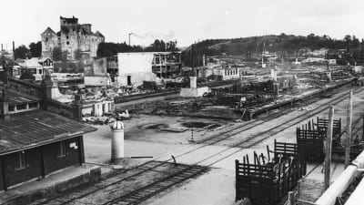 Åbo hamn efter bombningarna 1941.