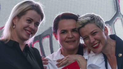 Den vitryska kvinnotrojkan som representerar oppositionen i augusti 2020 - Viktoria Tsepkalo, Svetlana Tichanovskaja och Maria Kalesnikova