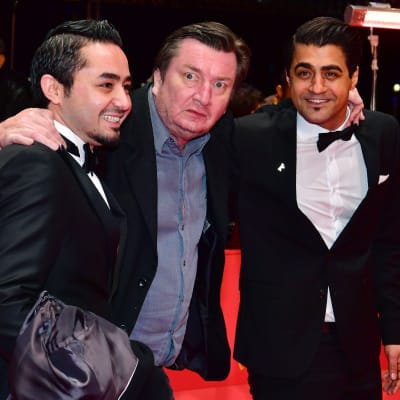 Filmregissören Aki Kaurismäki på Berlinalen i Berlin.