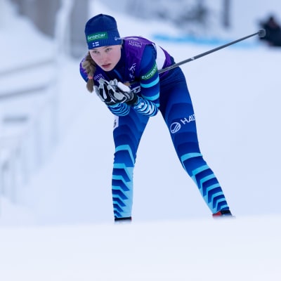 Annamaija Oinas tävlade i nordisk kombination vid junior-VM i Lahtis 2021.