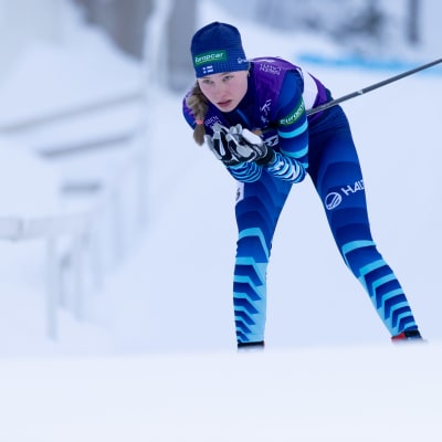 Annamaija Oinas tävlade i nordisk kombination vid junior-VM i Lahtis 2021.