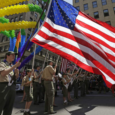 The Boy Scouts of America deltog i den 44:e prideparaden i New York den 29 juni 2014.