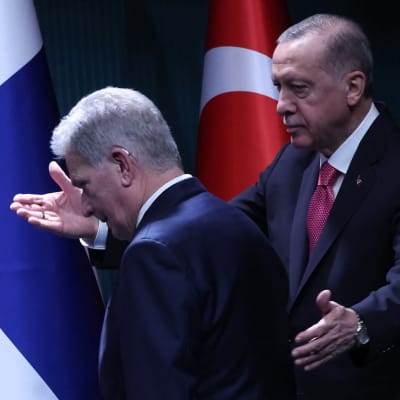 Turkiets president Recep Tayyip Erdogan och Finlands president Sauli Niinistö. 
