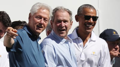De forna presidenterna Bill Clinton, George W. Bush och Barack Obama deltog i en golftävling i september