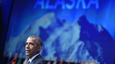Barack Obama talade under arktiska miljökonferensen i Alaska.