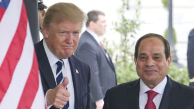 Donald Trump välkomnar Egyptens president Abdul Fatah al-Sisi i Washington.