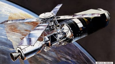 Den amerikanska rymdstationen Skylab.