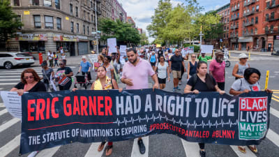 Demonstranter i New York kräver kräver insatser för att minska på polisvåldet. Den 11 augusti 2019.