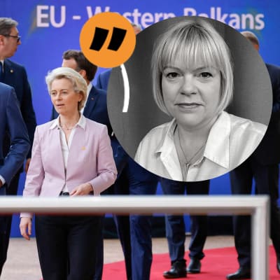 EU-ledare, två män och en kvinna i kavaj. 