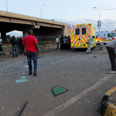 Explosionsplats i Nairobi den 4 maj 2014.