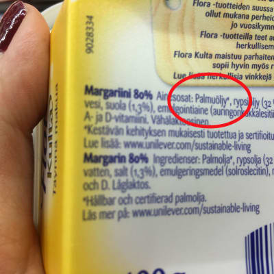 Innehållförteckning på margarinpaket
