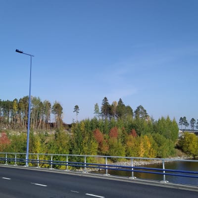 Maisema sillalta kohti Kumpusaarentietä.