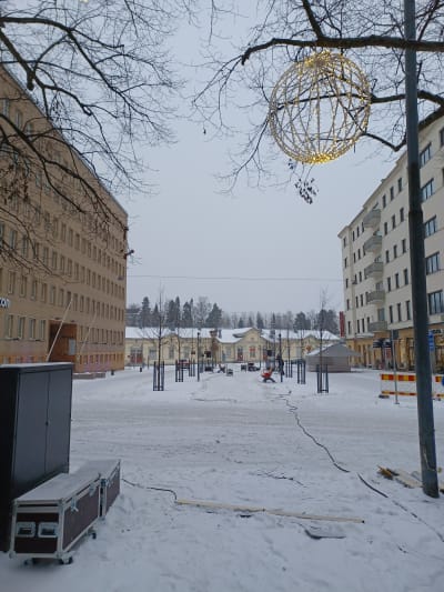 Den nya delen av gågatan i Vasa mellan Storalånggatan och tågstationen.
