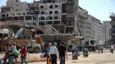 Gamla staden i Homs efter bombningar