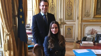  Sherin Khakan och Frankrikes president Emmanuel Macron