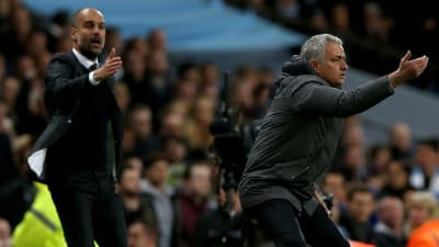 Pep Guardiola och Jose Mourinho coachar sina lag.