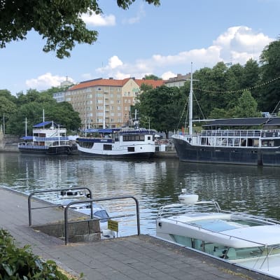 Jokilaivoja Turun Aurajoessa.
