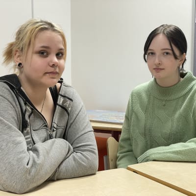 Hollolan Salpakankaan koulun oppilaat Kami Linikko ja Emma Vienonen.