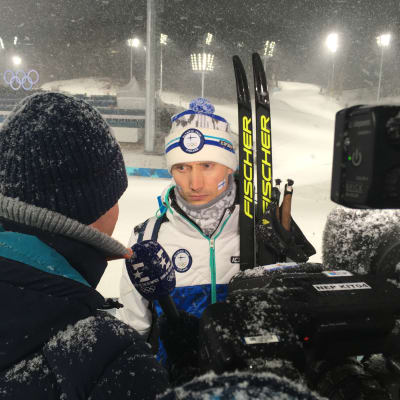 Hannu Manninen intervjuas efter sin sista OS-start.