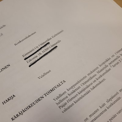 Orimattilan kehräämön kunkurssihakemus tuloste