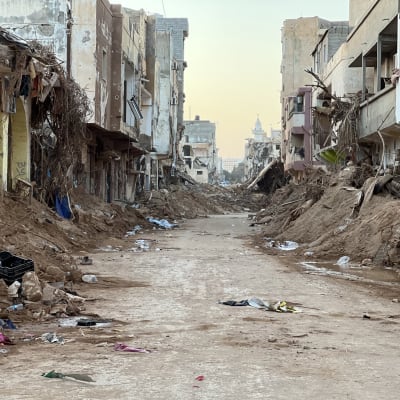 Tulvan jälkiä Libyassa syyskuussa 2023
