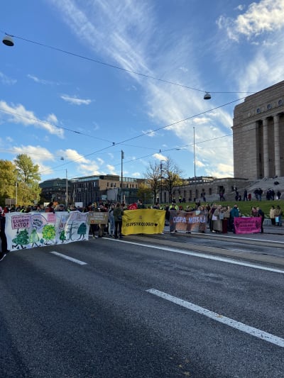 Miljödemonstration i Helsingfors.