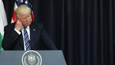 Trump uttalade sig om attacken i Manchester under ett besök i Betlehem.