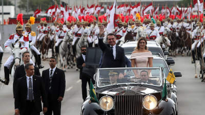 Presidentparet Bolsonaro då Jair Bolsonaro tillträdde som Brasiliens president på nyårsdagen 2019.
