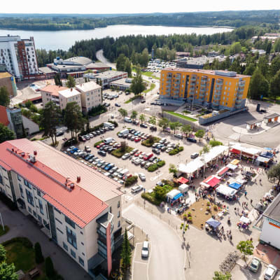 Ilmakuva Kangasalan keskustasta.