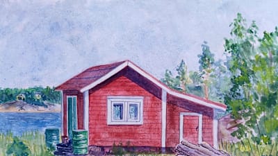 Guy Hellströmin maalaama vesivärityö 1970-luvulla.