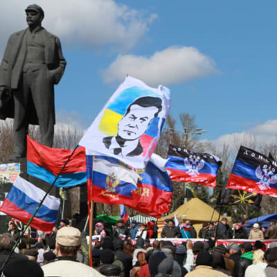 Prorysk demonstration idonetsk i östra Ukraina