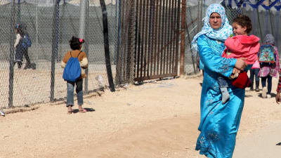 Syriska flyktingar på flyktinglägret Zaatari i Jordanien