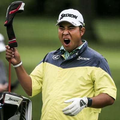 Hideki Matsuyama grimaserar.